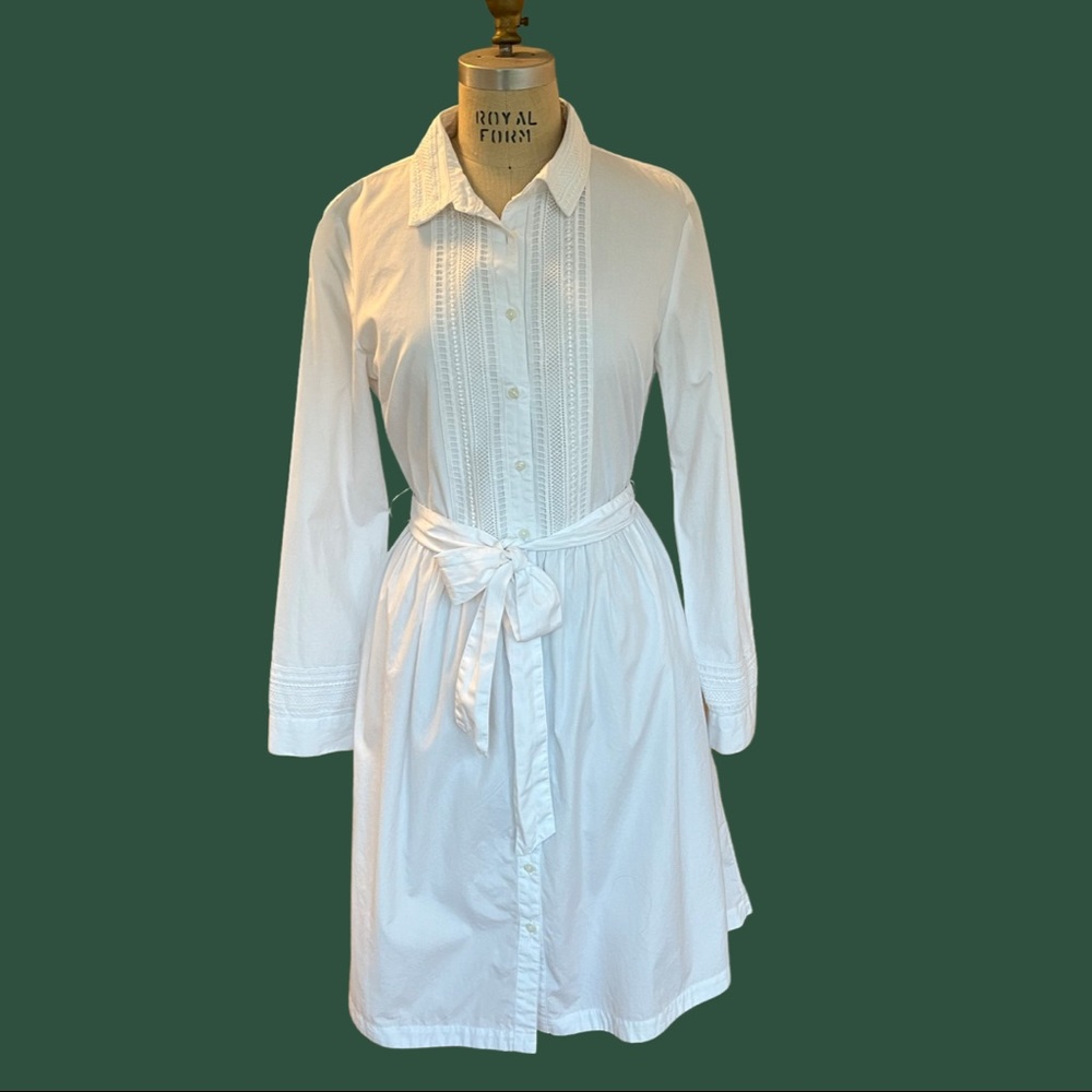 Eyelet-Trim Cotton Poplin Shirt Dress